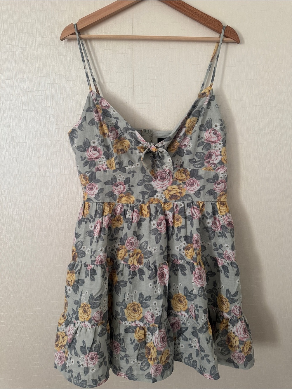 Trixxi Sage Green Floral Tie-Front Sundress